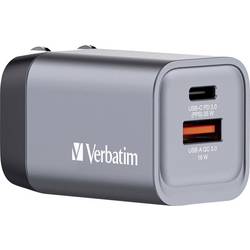 Verbatim GNC-35 GaN cestovní nabíječka, GaN, s adaptérem pro Evropu, s britským adaptérem, s americkým adaptérem, 1x USB A , 1x USB-C®, 35 W, Dodávka energie,