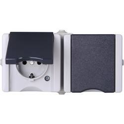 Kopp 950656001 2násobný spínání ve vlhkých místnostech kompletní sada zásuvka s ochranným kontaktem se sklopným víkem proAQA šedá 1 ks