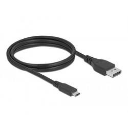 Delock DisplayPort / USB kabel USB-C ® zástrčka, Konektor DisplayPort 1.5 m černá 86040 pozlacené kontakty, 4K UHD, třížilový stíněný Kabel USB-C