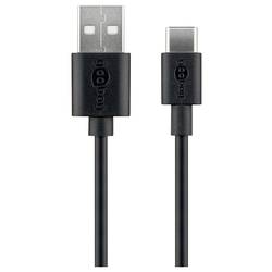Goobay USB kabel USB 2.0 USB-C ® zástrčka, USB-A zástrčka 1 m černá oboustranně zapojitelná zástrčka, hliníková zástrčka, kulatý vodič, PVC plášť 45735