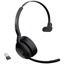 Jabra Evolve2 55 MS Sluchátka On Ear Bluetooth®, 25599-899-999, mono, černá, Potlačení hluku, Redukce šumu mikrofonu
