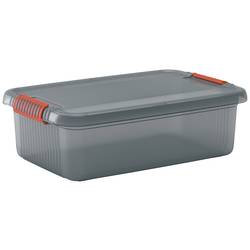 KIS 237489 Úložný box, K Latch, stohovatelné, (d x š x v) 590 x 590 x 180 mm, kouřová šedá, průsvitná, 1 ks