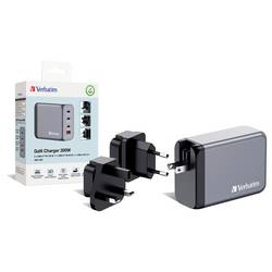 Verbatim GNC-200 GaN cestovní nabíječka, GaN, s adaptérem pro Evropu, s britským adaptérem, s americkým adaptérem, 1x USB A , 3x USB-C®, 200 W, Dodávka