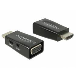 Delock 65901 HDMI / VGA / USB-C® / jack adaptér [1x HDMI zástrčka - 1x D-SUB zásuvka 15pólová, USB-C® zásuvka, 3.5 mm zásuvka] černá