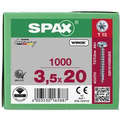 SPAX 0201010350205 R 88093 Ruko m.Spitze/T-STAR šroub do dřeva 3.5 mm 20 mm T-STAR plus ocel WIROX 1000 ks