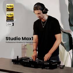 OneOdio Studio Max 1 sluchátka uzavřená (Over Ear) Bluetooth®, kabelová, Bez kabelu černá High-Resolution Audio otočná sluchátka, regulace hlasitosti,