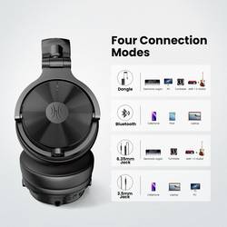 OneOdio Studio Max 1 sluchátka uzavřená (Over Ear) Bluetooth®, kabelová, Bez kabelu černá High-Resolution Audio otočná sluchátka, regulace hlasitosti,