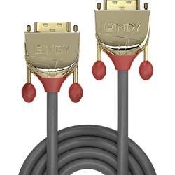 LINDY DVI kabel DVI-D 24+1pol. Zástrčka, DVI-D 24+1pol. Zástrčka 5.00 m šedá 36204 pozlacené kontakty DVI kabel