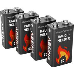 Absina ABSINA 4x Rauchmelder Batterie 9V Block - Alkaline Batterien für Feuermelder baterie 9 V 9 V 4 ks
