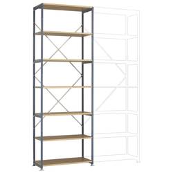 Manuflex RP1608.0001 základní modul regálu oddělení , (š x v x h) 970 x 3000 x 600 mm, ocel, kovová podlaha, šedá, zelená