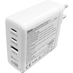 Dehner Elektronik SYS 1101-Type C 100 W2E Euro USB nabíječka, s adaptérem pro Evropu, USB Power Delivery (USB-PD) , s britským adaptérem, GaN, Zásuvky lze