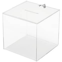 Deflecto box pro promoakce s vhazovacím výřezem, zamykatelný čiré sklo (š x v x h) 303 x 303 x 303 mm 1 ks