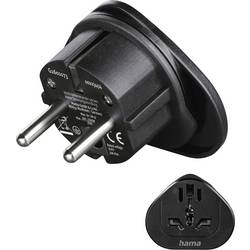 Hama 00223454 cestovní adaptér Reiseadapter Typ E und F, 3-polig, universal, Welt nach Europa, Schwarz