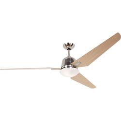 CasaFan Eco Aviatos 162 BN-AH stropní ventilátor 31 W (Ø x v) 162 cm x 365 mm chrom (kartáčovaný) vyměnitelné lopatky, s osvětlením, s dálkovým ovládáním