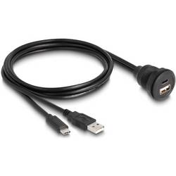 Delock USB 2.0 adaptér [1x USB-C® zástrčka, USB-A konektor - 1x USB-C® zásuvka, USB-A zásuvka] 88102 1 m