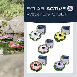 FIAP 3206-6 SOLAR ACTIVE WaterLily 5er SET solární dekorativní osvětlení květina sada 5 ks LED pevně vestavěné LED bílá, žlutá, červená, růžová, fialová