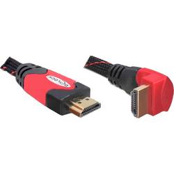 Delock HDMI kabel Zástrčka HDMI-A 1 m černá, červená 82685 kulatý, 4K UHD, kroucený , pozlacené kontakty HDMI kabel