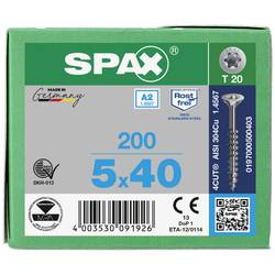 SPAX 0197000500403 R 88091 Senkkopf T-STAR TG šroub do dřeva 5 mm 40 mm T-STAR plus nerezová ocel A2 200 ks