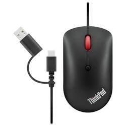 Lenovo ThinkPad Compact optická myš, přenos kabelový, 4 tlačítko, 800 dpi, 1600 dpi, 2400 dpi, černá