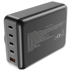 VOLTCRAFT UC-4C1A240W01 USB nabíječka, GaN, USB Power Delivery (USB-PD) , Rychlonabíječka, 4x USB-C®, 1x USB A , 240 W, Power Delivery 3.0, černá