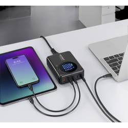 VOLTCRAFT UC-4C1A240W01 USB nabíječka, GaN, USB Power Delivery (USB-PD) , Rychlonabíječka, 4x USB-C®, 1x USB A , 240 W, Power Delivery 3.0, černá