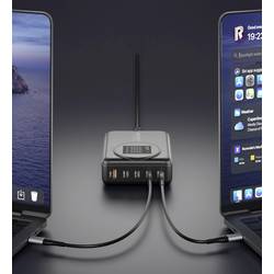 VOLTCRAFT UC-4C1A240W01 USB nabíječka, GaN, USB Power Delivery (USB-PD) , Rychlonabíječka, 4x USB-C®, 1x USB A , 240 W, Power Delivery 3.0, černá