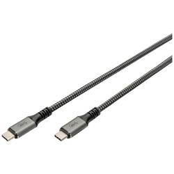 Digitus Kabel USB-C USB 4.0 USB-C ® zástrčka 1.00 m černá stínění pletivem, stíněný, odolné proti roztržení, kulatý, 8K UHD DB-300443-010-S