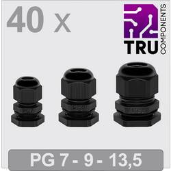 TRU COMPONENTS TC-13448352 kabelová průchodka PG7, PG9, PG13 polyamid černá 40 ks