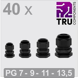 TRU COMPONENTS T24CA118 kabelová průchodka, TC-13448348, od 3.5 mm, do 12 mm, PG7, PG9, PG11, PG13.5, 40 ks