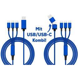 Smrter Nabíjecí kabel USB USB 2.0 USB-A zástrčka, USB-C ® zástrčka, USB-C ® zástrčka, USB-C ® zástrčka 1.20 m modrá SMRTER_TRIO_C_NB