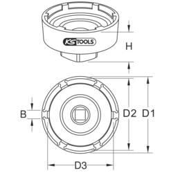 KS Tools 460.3740 Klíč 3/4 se 4 čepy pro DAF, vnitřní čep Ø 66,8 mm