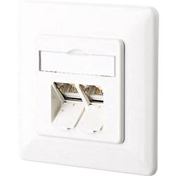 Metz Connect 1307381002-I síťová zásuvka pod omítku panel s čelní deskou a rámečkem CAT 6 2 porty čistě bílá