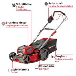 Einhell Professional GP-CM 36/47 S Li BL (4x4,0Ah) akumulátor Akumulátorová sekačka vč. 2. Nabíječka Twincharger, Vč. 4 akumulátorů 4.0 Ah šířka sekání 47 cm