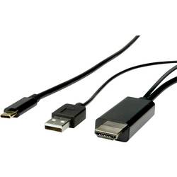Roline USB-C® / HDMI kabelový adaptér USB-C ® zástrčka, Zástrčka HDMI-A 1.00 m černá 11.04.5955 Kabel pro displeje USB-C®