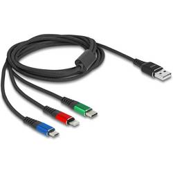Delock USB kabel USB 2.0 USB-A zástrčka, USB Micro-B zástrčka, Apple Lightning konektor, USB-C® 2.00 m černá 90156