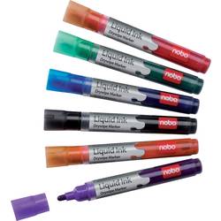 nobo 1901419 Liquid Ink sada popisovačů na bílé tabule černá, červená, zelená, modrá, oranžová, fialová N/A
