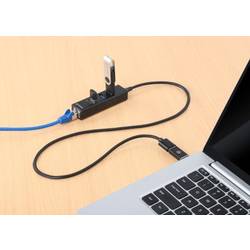 Manhattan 180894 USB Hub 4 porty USB-A, RJ45 USB 3.0 5 GBit/s s vestavěnou síťovou přípojkou černá 180894