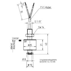 Elobau 20301410 20301410 hladinový spínač, 1 spínací kontakt, 1 rozpínací kontakt, 1 A, IP67