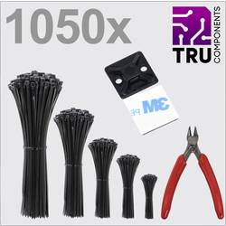 TRU COMPONENTS TC-13377620, T24CA116, stahovací pásky, černá, odolná vůči UV záření, 1050 ks