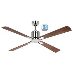 CasaFan ECO NEO III 132 BN-NB/KI WiFi Flügel Nussbaum/Kirsche stropní ventilátor 27 W (Ø x v) 132 cm x 360 mm chrom (kartáčovaný) s dálkovým ovládáním, s