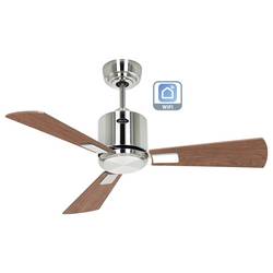 CasaFan ECO NEO III 92 BN-NB/KI WiFi Flügel Nussbaum/Kirsche stropní ventilátor 12 W (Ø x v) 92 cm x 360 mm chrom (kartáčovaný) s dálkovým ovládáním, s