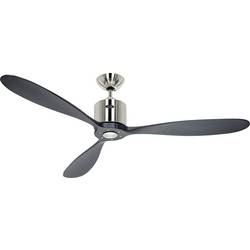 CasaFan AEROPLAN ECO 132 BN-SW Flügel Massivholz schwarz stropní ventilátor 27 W (Ø x v) 132 cm x 310 mm chrom (kartáčovaný) s dálkovým ovládáním, s časovačem,