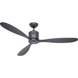 CasaFan AEROPLAN ECO 132 BG-SW Flügel Massivholz Schwarz stropní ventilátor čedičově šedá s dálkovým ovládáním, s časovačem, vhodný i pro zimní provoz