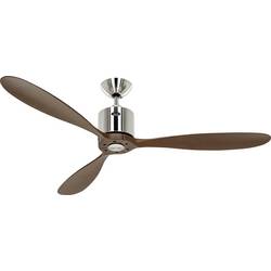 CasaFan AEROPLAN ECO 132 BN-NB Flügel Massivholz Nussbaum stropní ventilátor chrom (kartáčovaný) s dálkovým ovládáním, s časovačem, vhodný i pro zimní provoz