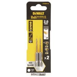 DEWALT DT20600-QZ HSS-G kovový spirálový vrták 2 kusy 2 mm Celková délka 55 mm chráněný proti korozi šestihranná 2 ks