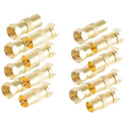 Shiverpeaks BS15-301214 Sada F adaptérů na koaxiální kabel Pozlacený Připojení kabelu: F zástrčka, IEC zásuvka na koaxiální kabel, IEC konektor na koaxiální