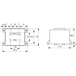 BLOCK VCM 36/2/15 transformátor do DPS 1 x 230 V 2 x 15 V/AC 36 VA 1.2 A