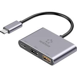 Renkforce RF-6735680 USB Hub 2 + 1 port USB-A, USB-C® USB 3.2 Gen2 10 GBit/s s konektorem USB C šedá RF-TCH-100