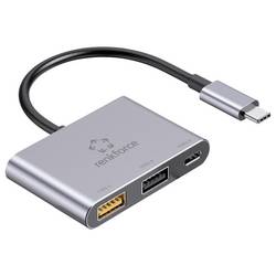 Renkforce RF-6735680 USB Hub 2 + 1 port USB-A, USB-C® USB 3.2 Gen2 10 GBit/s s konektorem USB C šedá RF-TCH-100