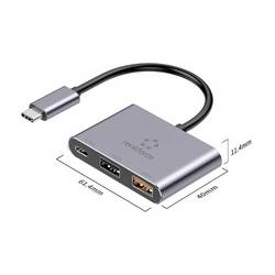 Renkforce RF-6735680 USB Hub 2 + 1 port USB-A, USB-C® USB 3.2 Gen2 10 GBit/s s konektorem USB C šedá RF-TCH-100